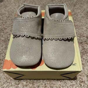 Livie & Luca Fleur Gold Shimmer Suede Shoes NIB